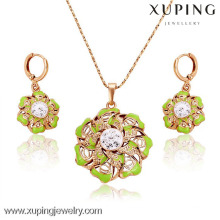 62479 Xuping Fashion China Wholesale 18K Charming Glass Gold Jewelry Set